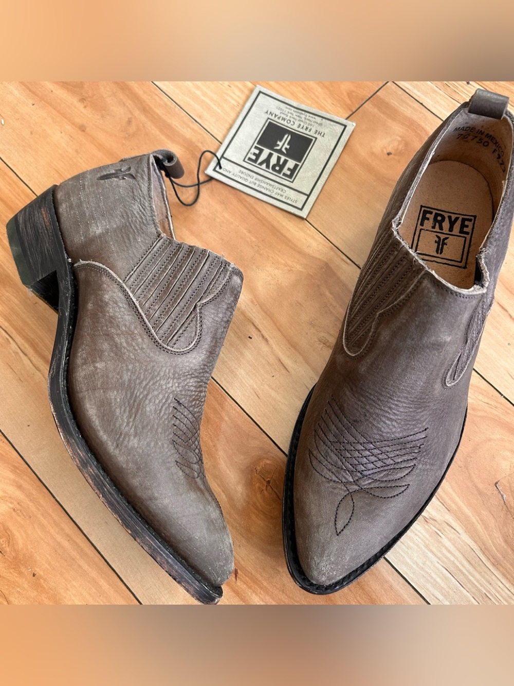 Frye Boots Womens 8.5 Billy Slip On Bootie Shootie Brown Leather Western Rodeo